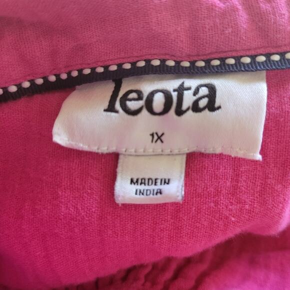 1X Leota Fuschia Pink Collared Pullover Tunic Seersucker Blouse - Picture 3 of 3